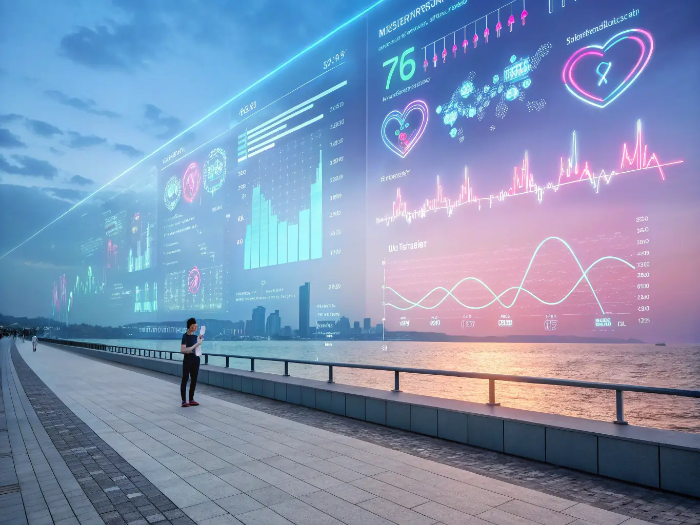 A futuristic image of a wellness center with advanced technology for personalized health assessments.